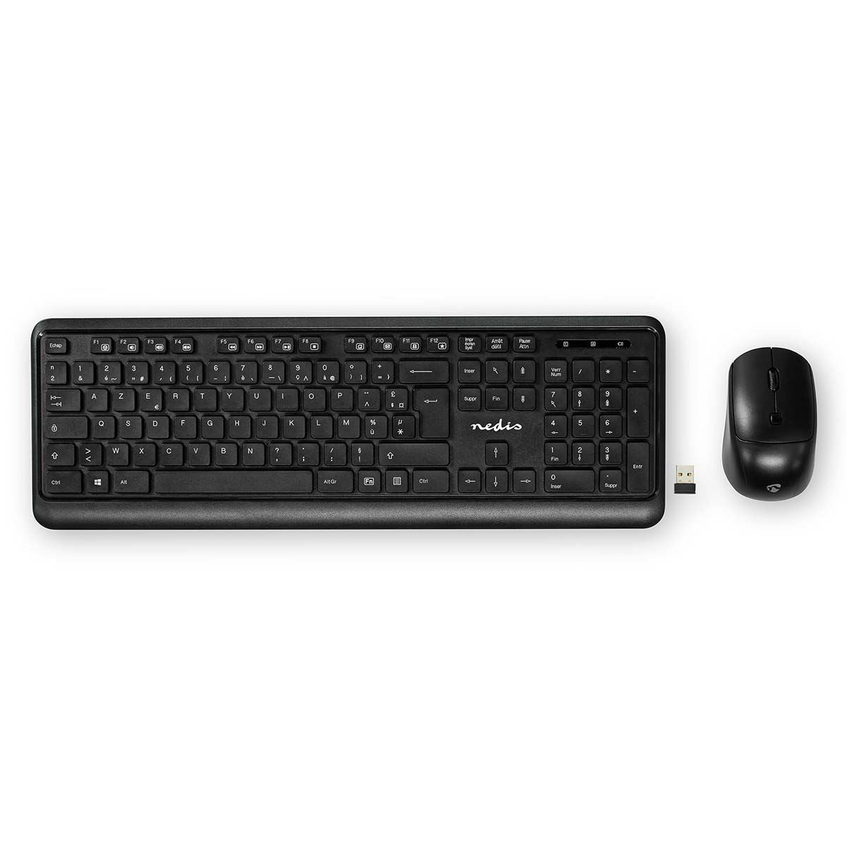 Nedis Mouse and Keyboard Set | Wireless | Mouse and keyboard connection: USB | 800 / 1200 / 1600 dpi | Adjustable DPI | AZERTY | FR Layout