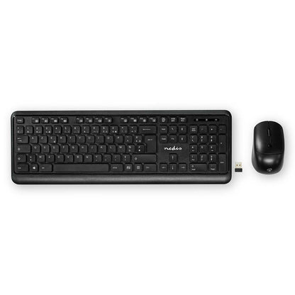 Nedis Mouse and Keyboard Set | Wireless | Mouse and keyboard connection: USB | 800 / 1200 / 1600 dpi | Adjustable DPI | AZERTY | FR Layout