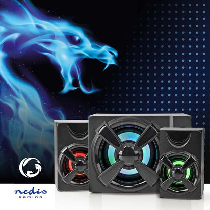 Nedis Gaming Speaker | Speaker channels: 2.1 | USB Powered | 3.5 mm Male | 33 W | LED | Volume control
