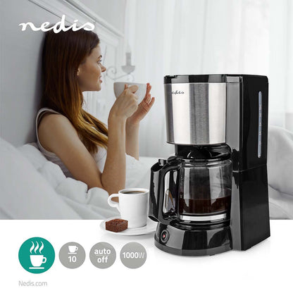 Nedis Coffee Maker | Filter Coffee | 1.5 l | 12 Cups | Keep warm feature | Black / Silver