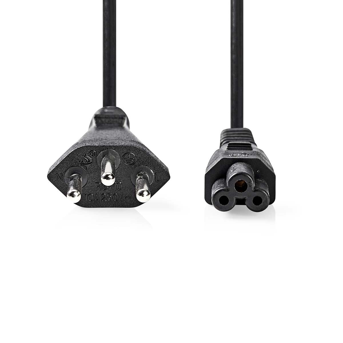 Nedis Power Cable | CH Type 12 | IEC-320-C5 | Straight | Straight | Nickel Plated | 2.00 m | Round | PVC | Black | Label
