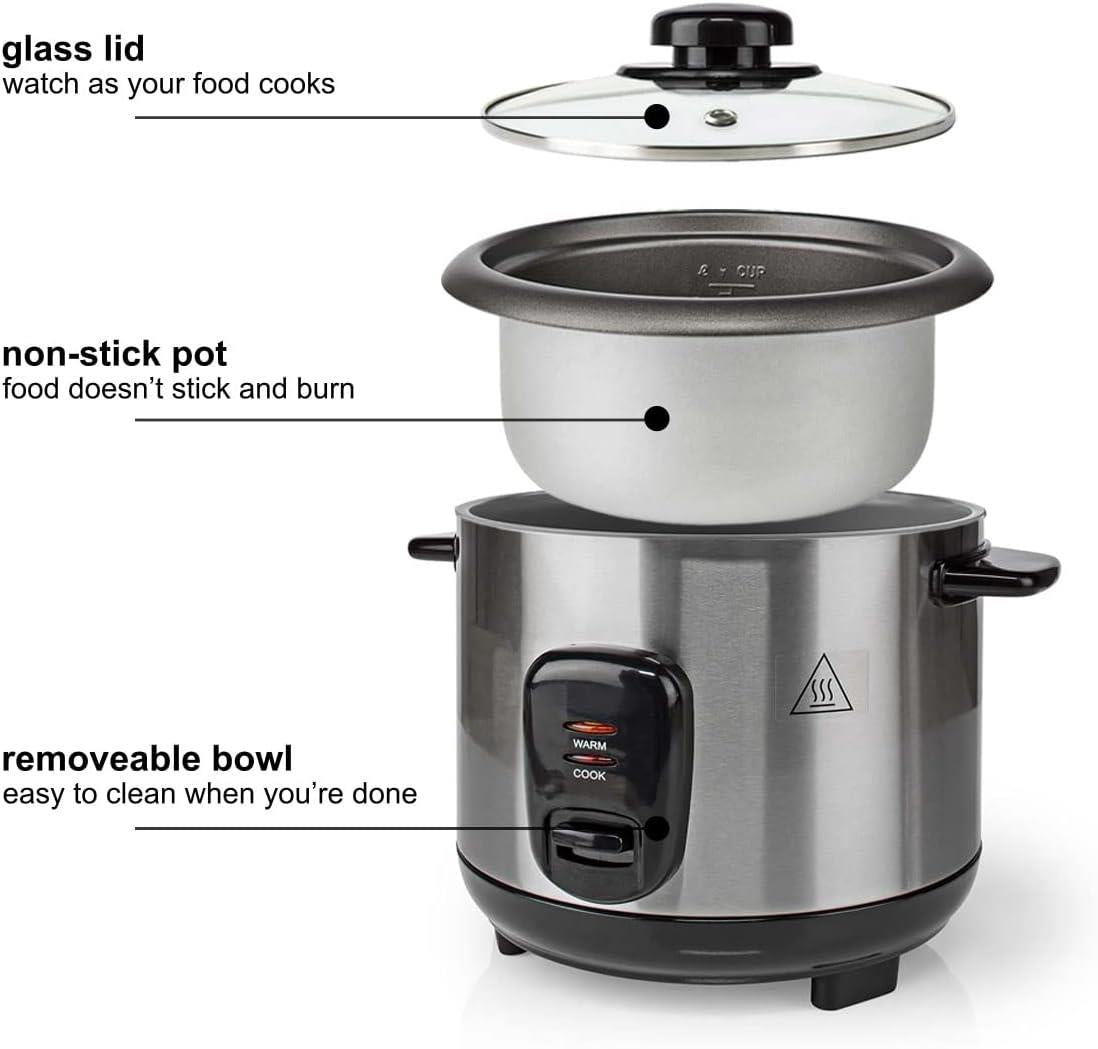 Nedis Rice Cooker | 1.5 l | 500 W | Non stick coating | Removable bowl | Auto shut-off