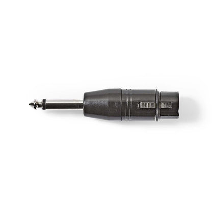 Nedis XLR Adapter | XLR 3-Pin Female | 6.35 mm Male | Nickel Plated | Straight | Metal | Black | 1 pcs | Polybag