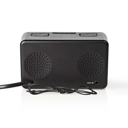 Nedis Digital Alarm Clock Radio | LED Display | 1x 3.5 mm Audio Input | Time projection | AM / FM | Snooze function | Sleep timer | Number of alarms: 2 | Black