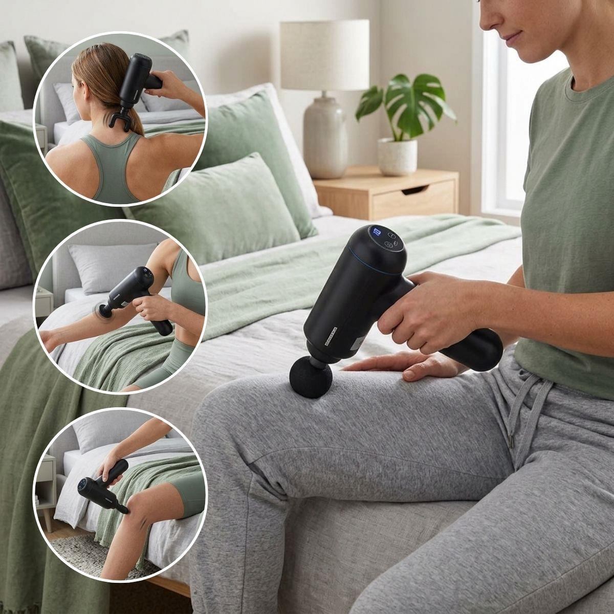 MELISSA Massage Gun | LED | Battery Powered | Rechargeable | 4 Massage Modes | 4 Interchangeable Attachments | Black