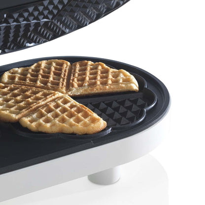Trebs Waffle Maker | 2 x 5 Heart shaped waffles | 12 cm | 1200 W | Automatic temperature control |White