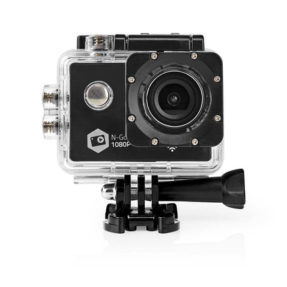 Nedis Action Cam | 1 Screen | 1080p@30fps | 12 MPixel | Waterproof up to: 30.0 m | 90 min | Wi-Fi | App available for: Android™ / IOS | Mounts included | Black