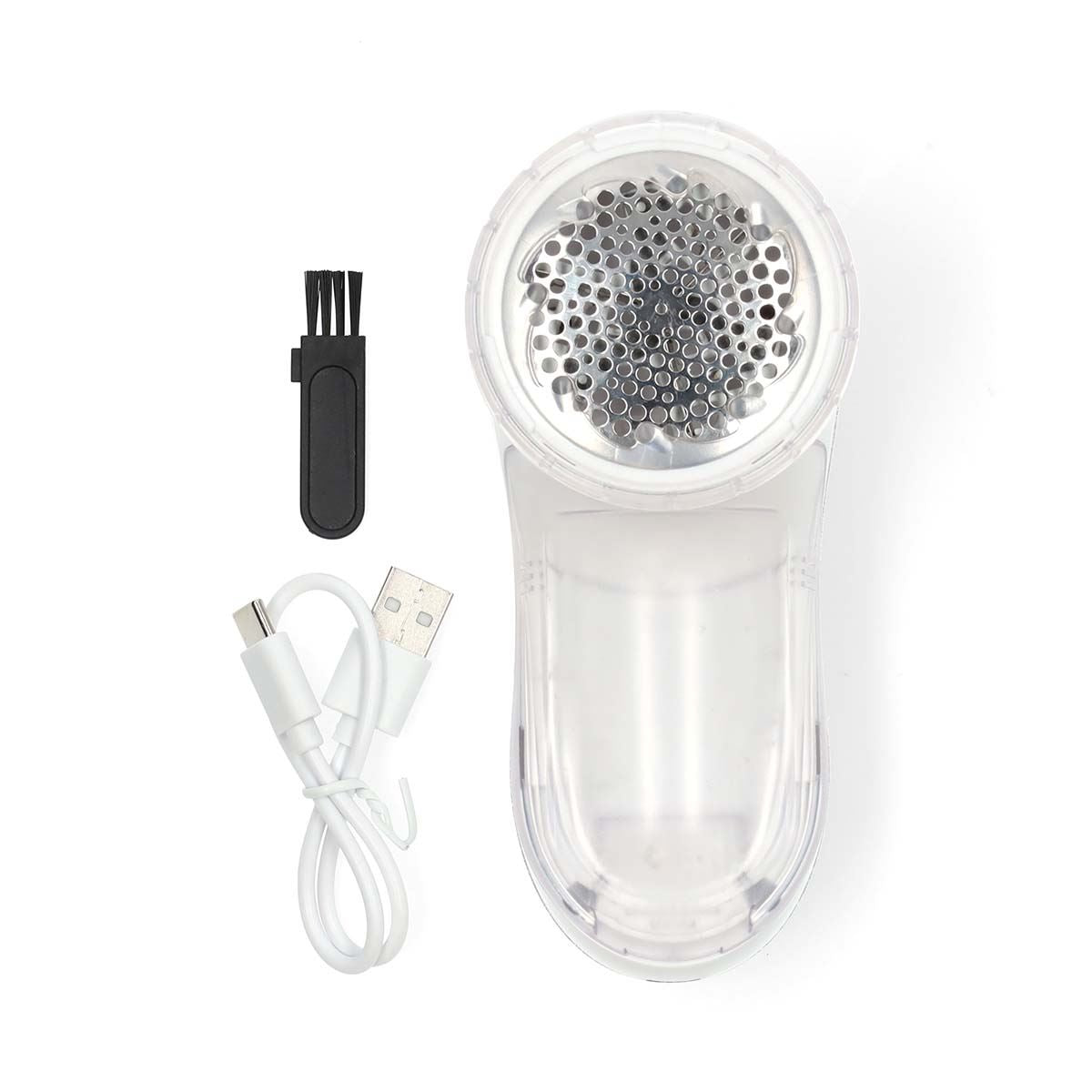 Nedis Fabric Shaver and Rechargeable Lint Remover, Electric Debobbler for Clothes and Furniture, USB-C Charging with 2 Speed Settings - White & Gold