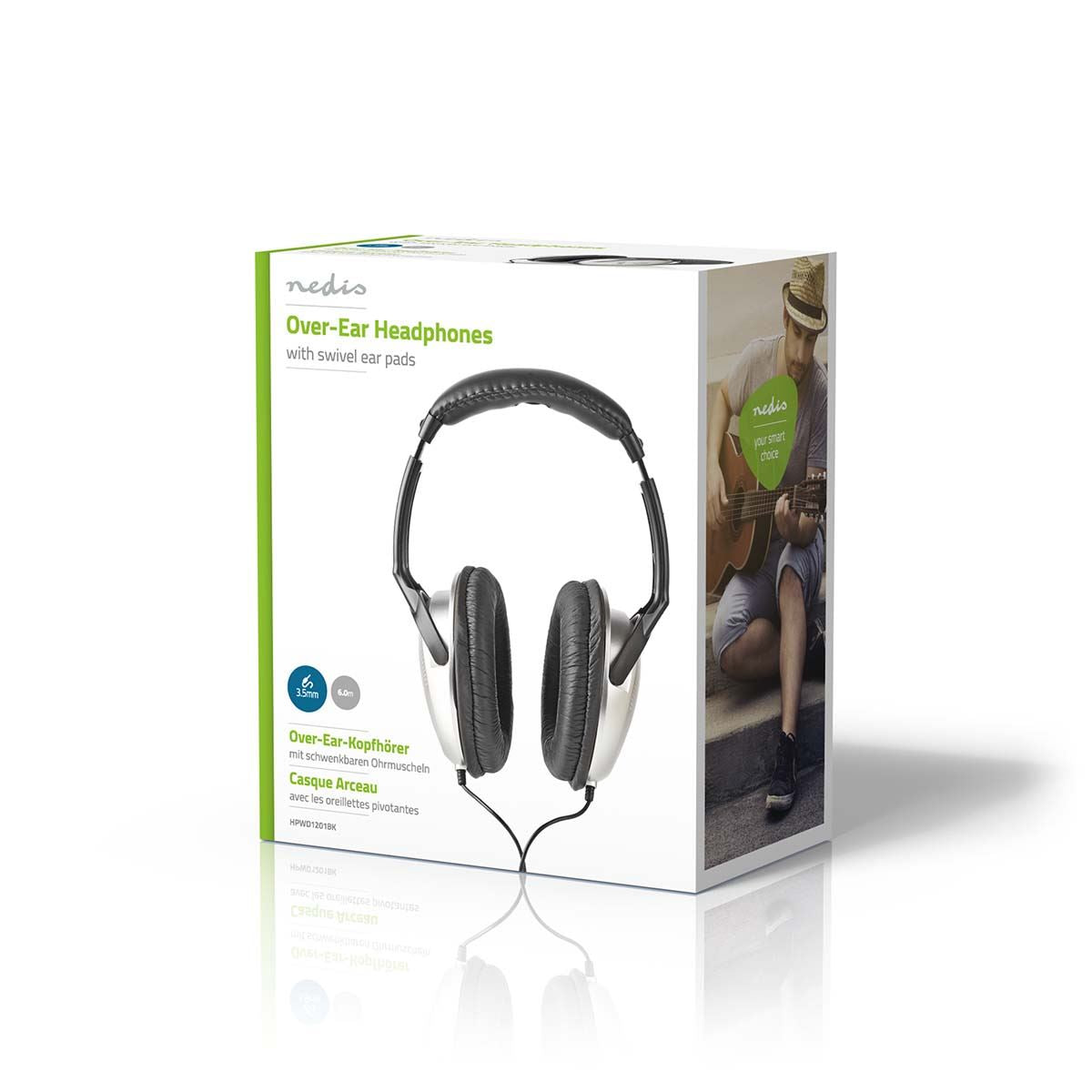 Nedis Over-Ear Wired Headphones | Cable length: 6.00 m | Volume control | Black / Silver