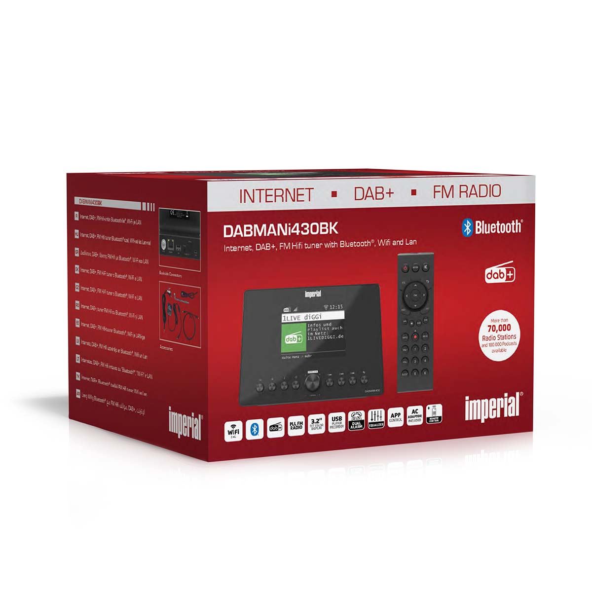 Imperial DABMANI430BK | Compact Hybrid Radio (Internet, DAB+, FM Hi-Fi tuner, Wi-Fi and LAN) with Bluetooth®