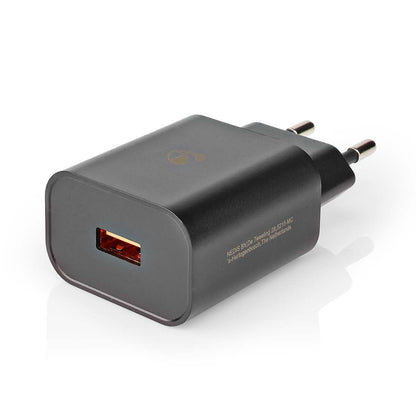Nedis Wall Charger | 18 W | Quick charge feature | 1.5 / 2.0 / 3.0 A | Number of outputs: 1 | USB-A | No Cable Included | Automatic Voltage Selection | Black