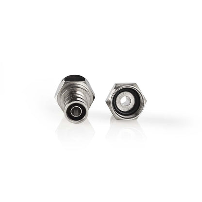 Nedis F-Connector | Straight | Male | Nickel Plated | 75 Ohm | Crimp | Cable input diameter: 5.5 mm | Copper | Silver | 2 pcs | Window Box