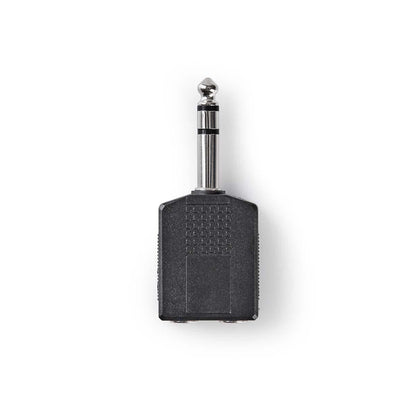 Nedis Stereo Audio Adapter | 6.35 mm Male | 2x 6.35 mm Female | Nickel Plated | Straight | ABS | Black | 10 pcs | Envelope