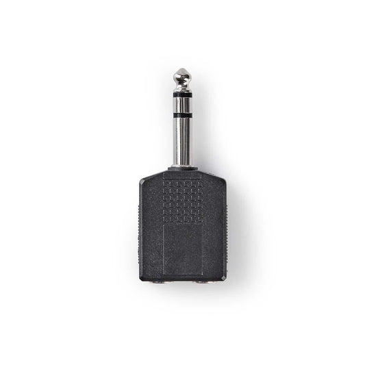 Nedis Stereo Audio Adapter | 6.35 mm Male | 2x 6.35 mm Female | Nickel Plated | Straight | ABS | Black | 10 pcs | Envelope