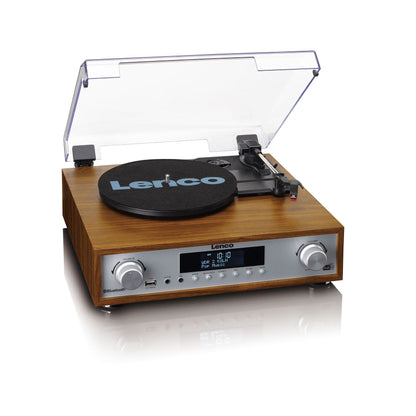 Lenco MC-160WD | HiFi Stereo System with Record Player | DAB+/FM Radio | Bluetooth® Speaker | Wood
