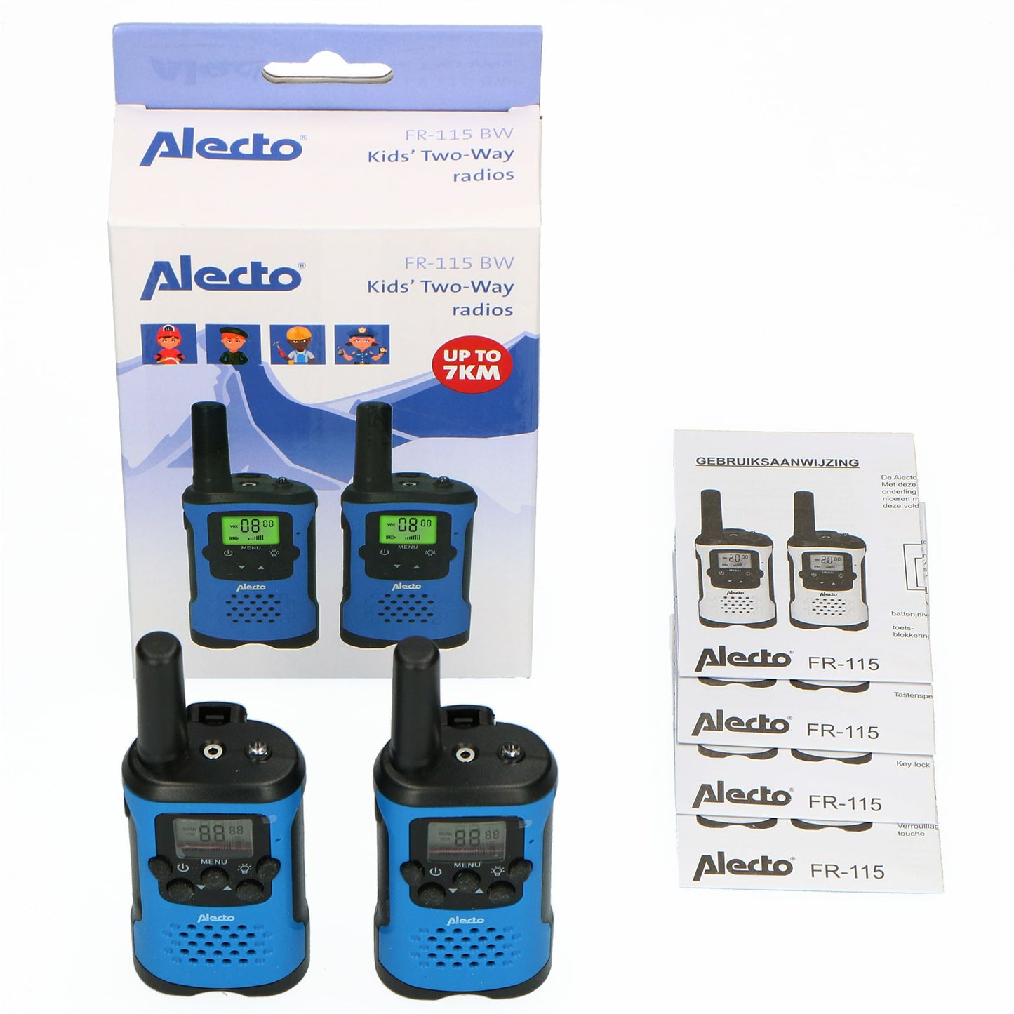 Alecto Walkie-Talkie Childrens Set | 2 Handsets | Up to 7 km | Frequency channels: 8 | VOX | up to 3 Hours | Black / Blue