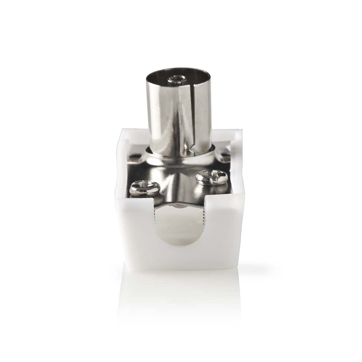 Nedis IEC (Coax) Connector | Angled | Female / Male | Nickel Plated | 75 Ohm | Screw | Cable input diameter: 7.0 mm | Metal / PVC | White | 2 pcs | Box