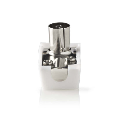 Nedis IEC (Coax) Connector | Angled | Female / Male | Nickel Plated | 75 Ohm | Screw | Cable input diameter: 7.0 mm | Metal / PVC | White | 2 pcs | Box