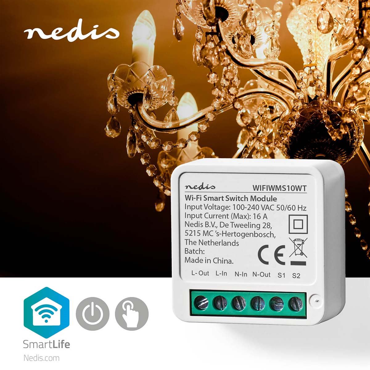 Nedis SmartLife Power Switch | Wi-Fi | 3680 W | Terminal Connection | App available for: Android™ / IOS